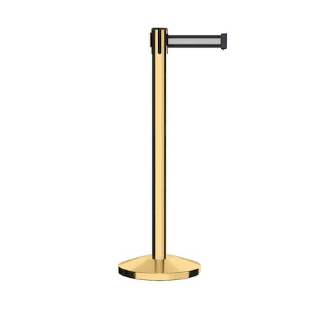 Montour Line Stanchion Belt Barrier Pol.Brass Post 11ft. Bk/W H Belt ES400-PB-BWH-110
